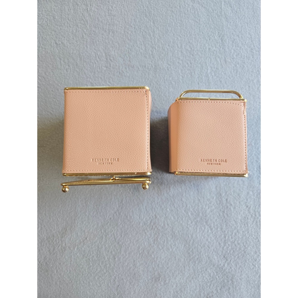 Kenneth Cole Desk Organizer Set Unisex OS Pink Gold Pebbled Leather Rotating Cup - Picture 8 of 8